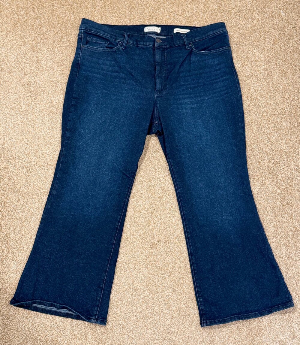 Jessica Simpson Jeans 20W Charmed Ankle Flare Plus Size Dark Wash Stretch Blue